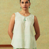 Sleeveless Tunic Green Thin Stripes