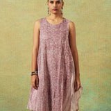 Crinkled Burgundy Breezy Shift Dress Gently Flared Dress