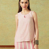 Sleeveless Tunic Pink Thin Stripes