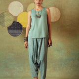 Green striped Turkish pants with moth block print – RA Studio