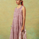 Crinkled Burgundy Breezy Shift Dress Gently Flared Dress
