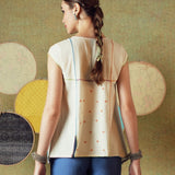 Hand Embroidery Flared Top Stripes Creamy White