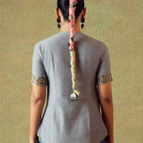 Hand Embroidery Tunic Princess Cut Grey