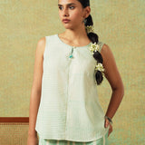 Sleeveless Tunic Green Thin Stripes