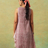 Crinkled Burgundy Breezy Shift Dress Gently Flared Dress