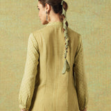 Block Printed Shirt with Pockets Green Stripe and Dot