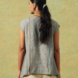Hand Embroidered Flared Top Grey