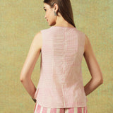 Sleeveless Tunic Pink Thin Stripes