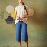 Hand Embroidery Flared Top Stripes Creamy White