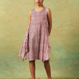 Crinkled Burgundy Breezy Shift Dress Gently Flared Dress