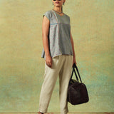 Hand Embroidered Flared Top Grey