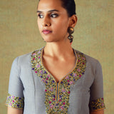 Hand Embroidery Tunic Princess Cut Grey