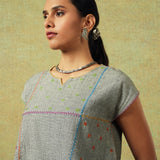 Hand Embroidered Flared Top Grey