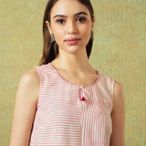 Sleeveless Tunic Pink Thin Stripes