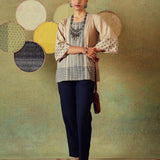 Beige block-printed tunic with princess line and embroidered pocket – RA Studio