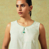 Sleeveless Tunic Green Thin Stripes