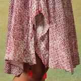 Crinkled Burgundy Breezy Shift Dress Gently Flared Dress