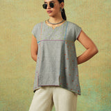 Hand Embroidered Flared Top Grey