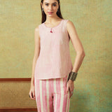 Sleeveless Tunic Pink Thin Stripes