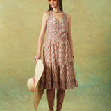 Pink crinkled Jaipur block print halter neck dress with Jaal pattern – RA Studio