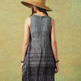 Crinkled Black Grey Breezy Shift Dress Gently Flared Dress