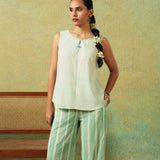 Sleeveless Tunic Green Thin Stripes