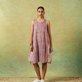 Crinkled Burgundy Breezy Shift Dress Gently Flared Dress