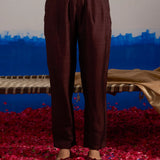 RA Studio Wine Red Silk Formal Pants with Side Zip