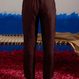 RA Studio Wine Red Silk Formal Pants with Side Zip