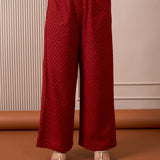 RA Studio Red Flared Pants with Gold Dot Block Print Detailing