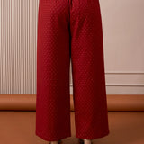 RA Studio Red Flared Pants with Gold Dot Block Print Detailing