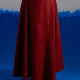 RA Studio Maroon Flared Skirt with Gold Dot Block Print Detailing