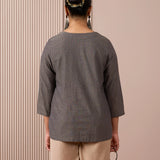 RA Studio Dark Grey Mangalgiri With White Embroidery