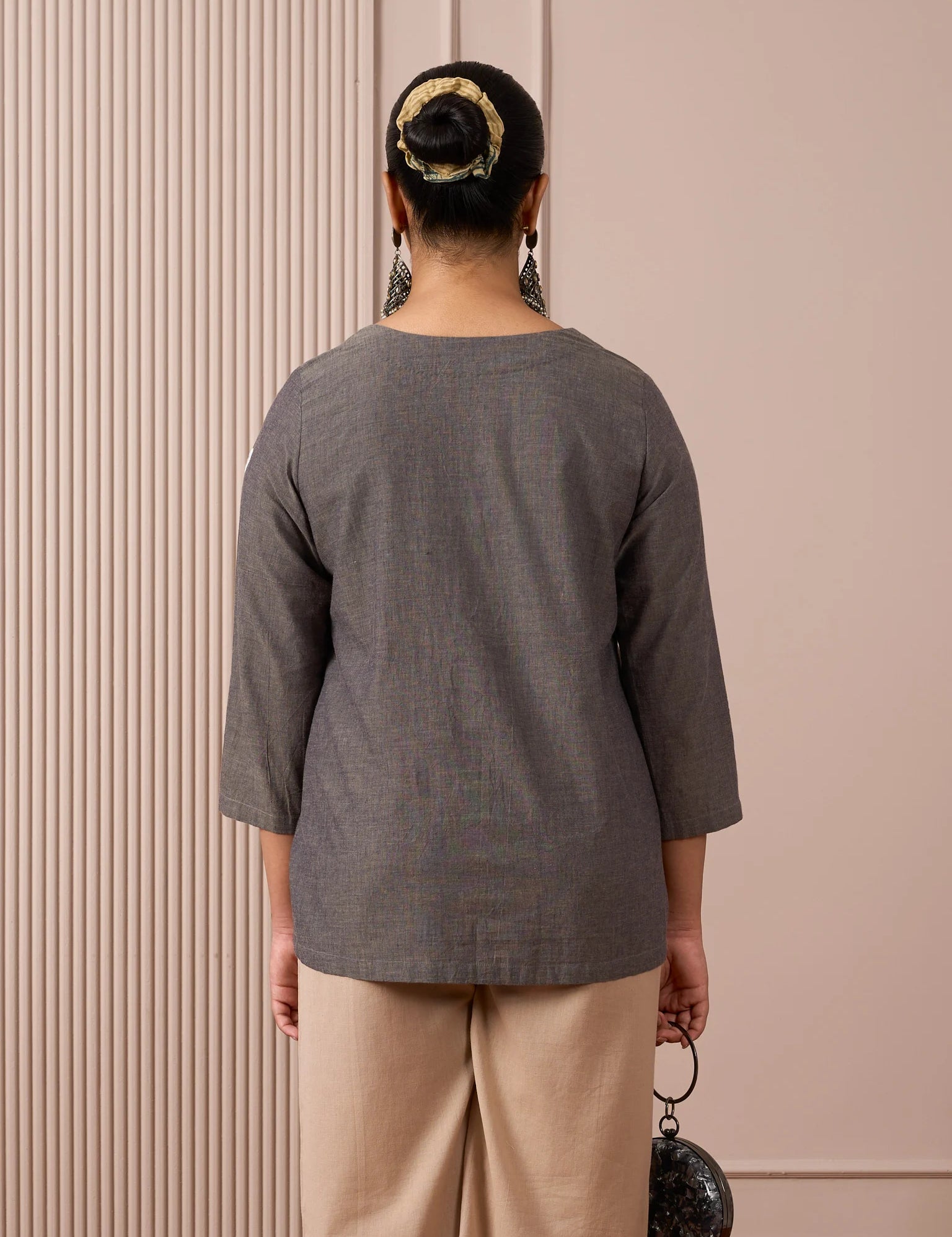 RA Studio Dark Grey Mangalgiri With White Embroidery