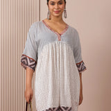 RA Studio Babydoll Cotton Dress with Block Prints & Kotadoria Trims