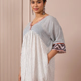 RA Studio Babydoll Cotton Dress with Block Prints & Kotadoria Trims