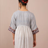 RA Studio Babydoll Cotton Dress with Block Prints & Kotadoria Trims
