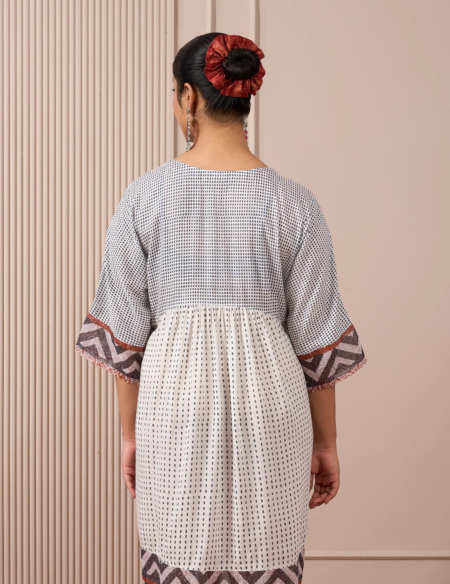 RA Studio Babydoll Cotton Dress with Block Prints & Kotadoria Trims