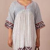 RA Studio Babydoll Cotton Dress with Block Prints & Kotadoria Trims