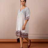 RA Studio Babydoll Cotton Dress with Block Prints & Kotadoria Trims