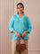 RA Studio Collared Tunic Blue Stripe and Dot Block Print