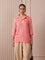 RA Studio Camp Collar Tunic Pink Moth and Stripe Block Print