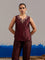 RA Studio Sleeveless Silk Dupion Hand Embroidery Neck Line Wine Red