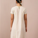 Handloom Black & White Princess-Line Dress in Check and Stripe Weave