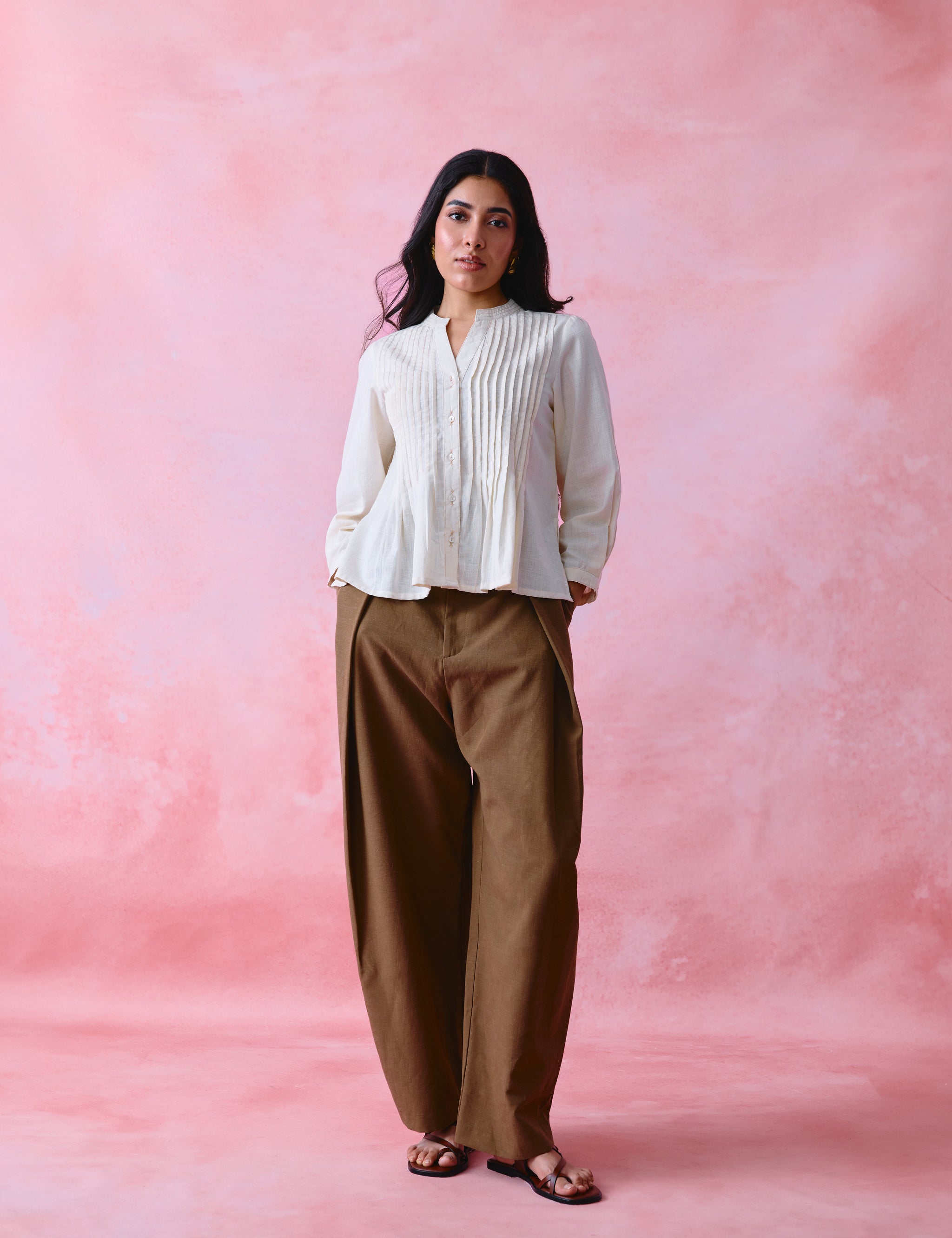Woman in ivory khadi tunic
