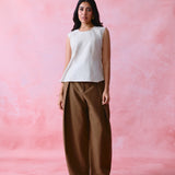 Ivory Khadi Sleeveless Princess-Line Short Tunic