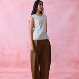 Ivory Khadi Sleeveless Princess-Line Short Tunic
