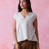 Ivory Khadi Relaxed Six-Panel Tunic with Magyar Sleeves