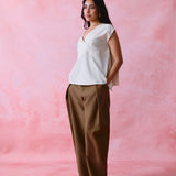 Ivory Khadi Relaxed Six-Panel Tunic with Magyar Sleeves