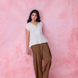 Ivory Khadi Relaxed Six-Panel Tunic with Magyar Sleeves